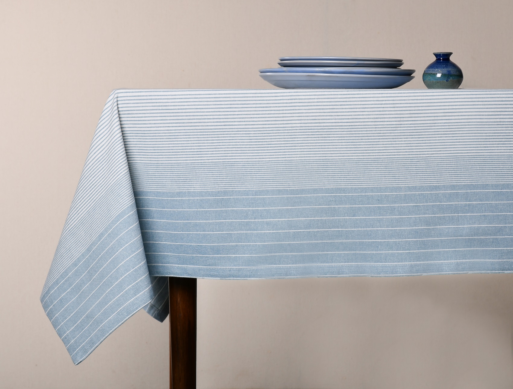 Table Cover – Blue Striped Rectangular Cotton