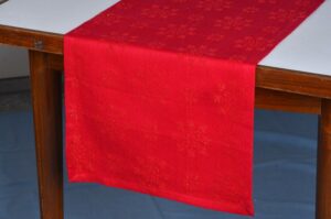 Lurex Table Runner –  Red with Golden Lurex Jacquard Woven Cotton
