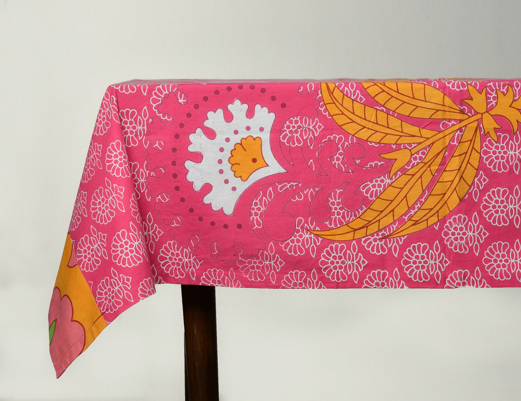 Printed Table Cover – Floral Pattern on Pink Printed Cotton