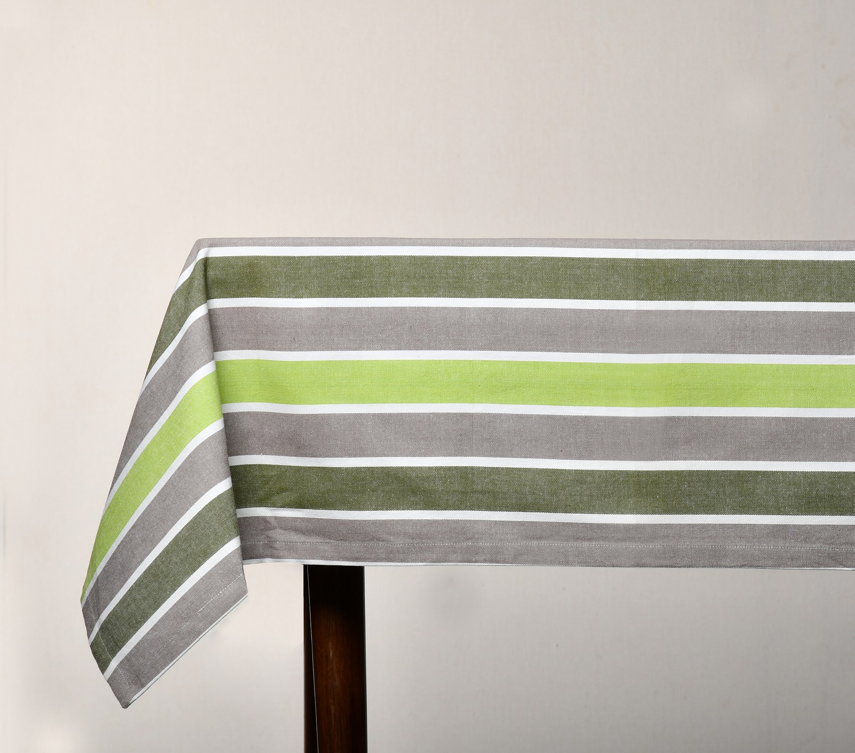 Strped Table Cover – Shades of Green Striped Woven Cotton