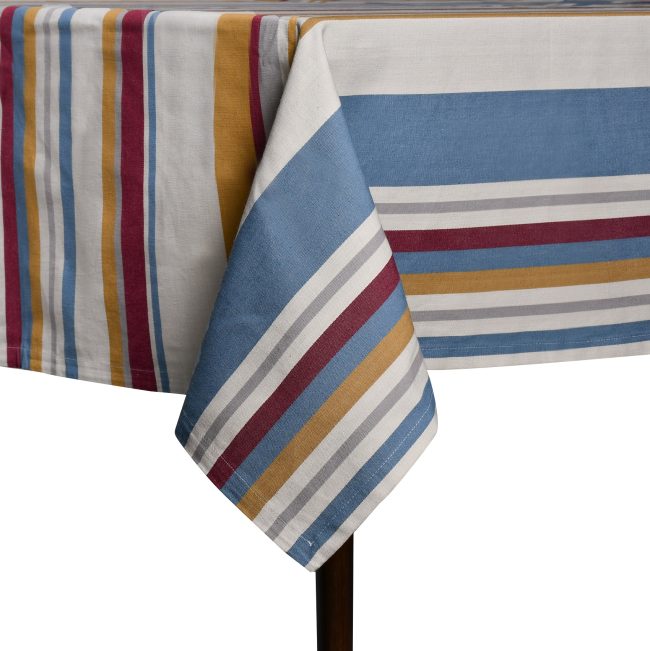 Stripe Table Cover - Multicolor Striped Woven Cotton - Image 2
