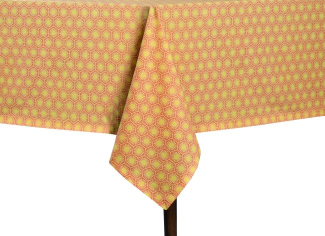 Print Table Cover  - Orange and Yelllow Geometric Printed Cotton - Image 2