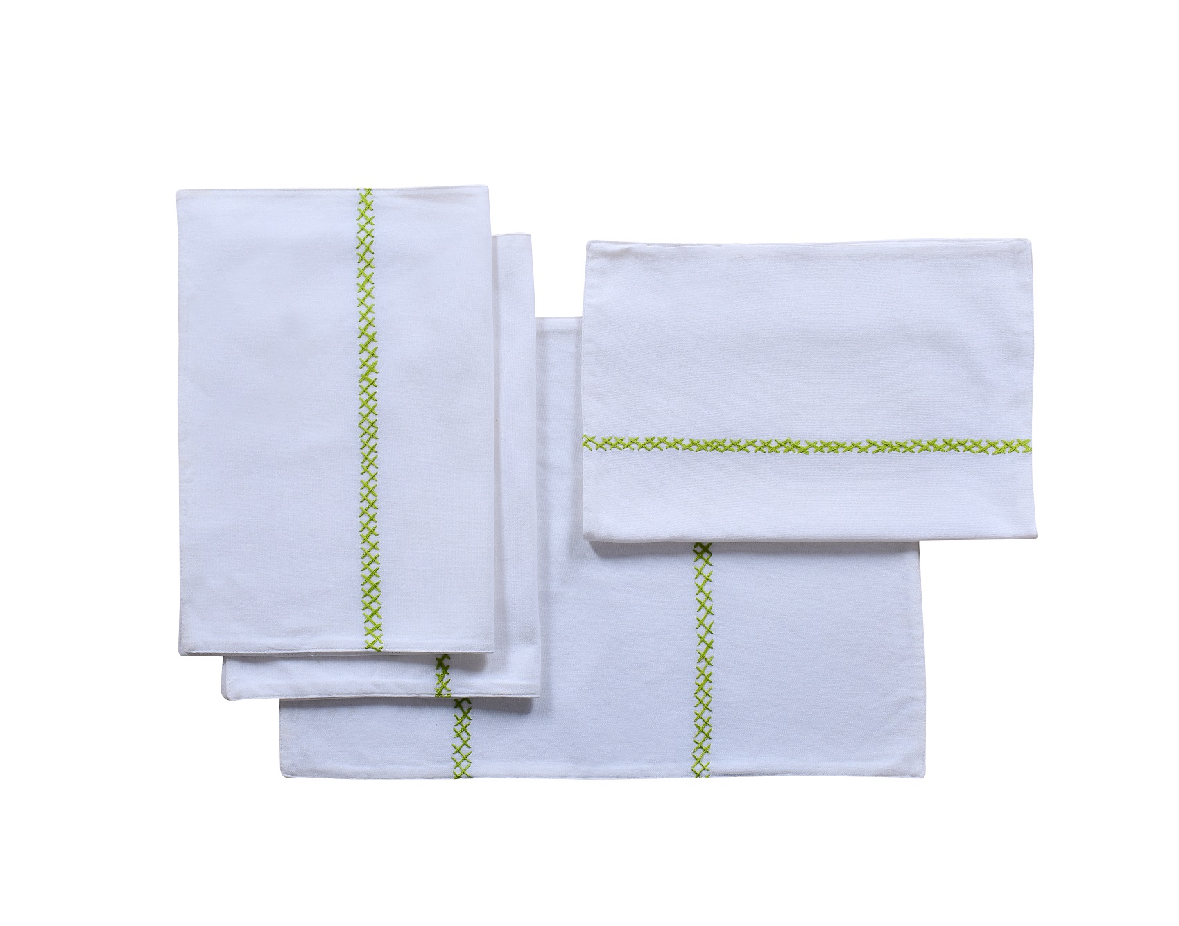 Table placemat – White with Green Cross-stich Cotton Placemats Set of 6