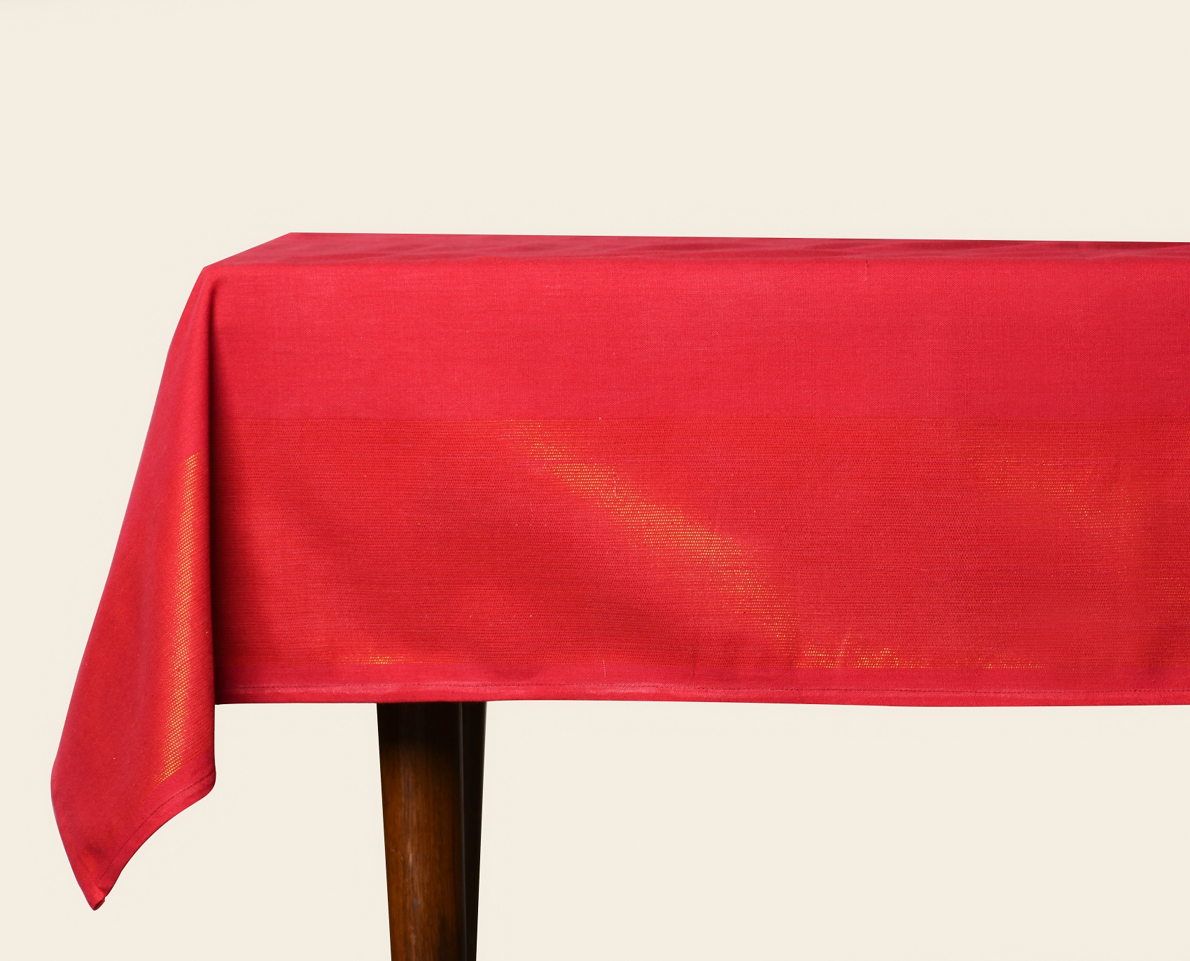 Lurex Table Cover  – Red with Golden Lurex Woven