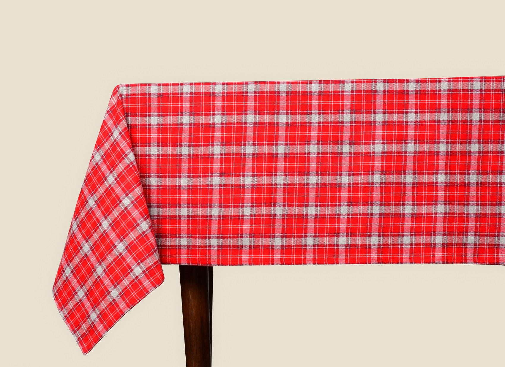 Check Table Cover  – Red and White Checked Woven Cotton