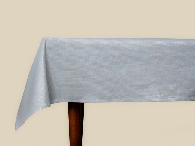 Lurex Table Cover - White with Silver Lurex Cotton