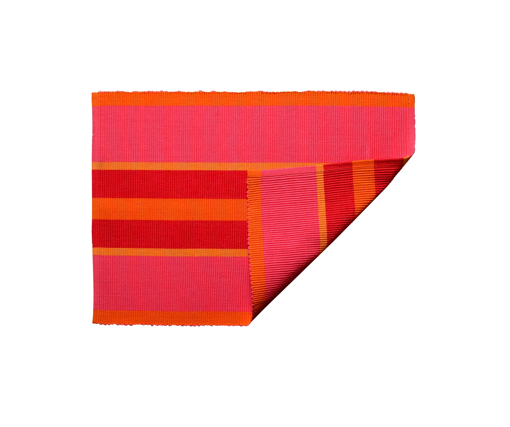 Table placemat – Pink Red Orange Striped Ribbed Cotton Placemats Set of 6