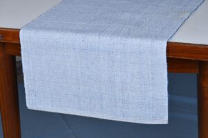 Table Runner – Grey-Blue Ribbed Cotton