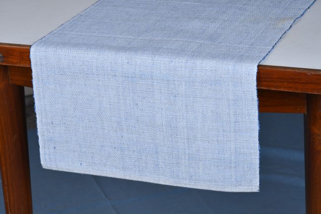 Table Runner - Grey-Blue Ribbed Cotton