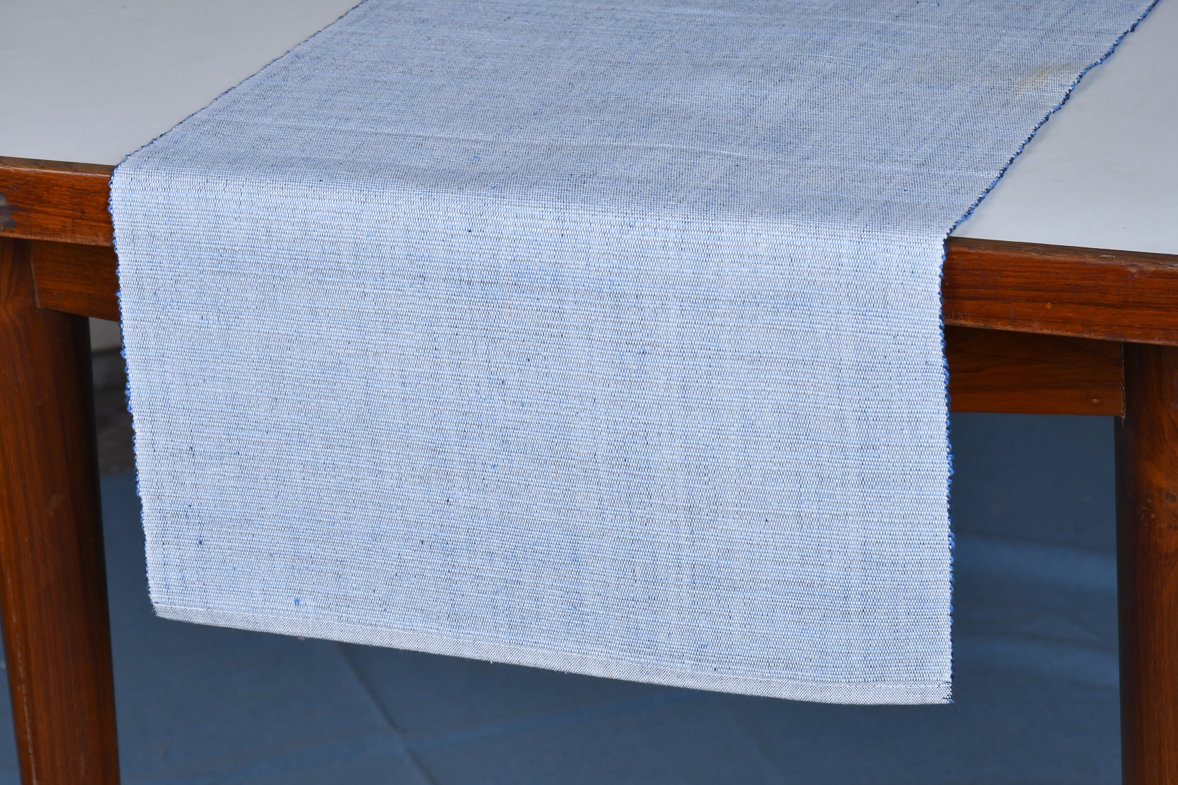 Table Runner – Grey-Blue Ribbed Cotton