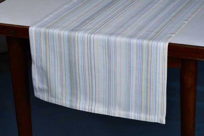 Table Runner - Multicolor Stripes Drill Woven Cotton - Image 2