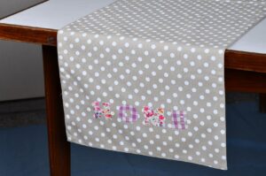 Table Runner – Beige White Polkadots with Home Patch Woven Cotton