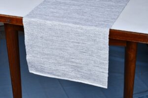 Table Runner – Grey and White Ribbed Cotton
