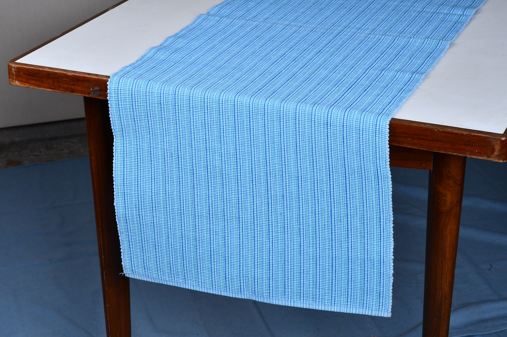 Table Runner – Shades of Blue Ribbed Cotton