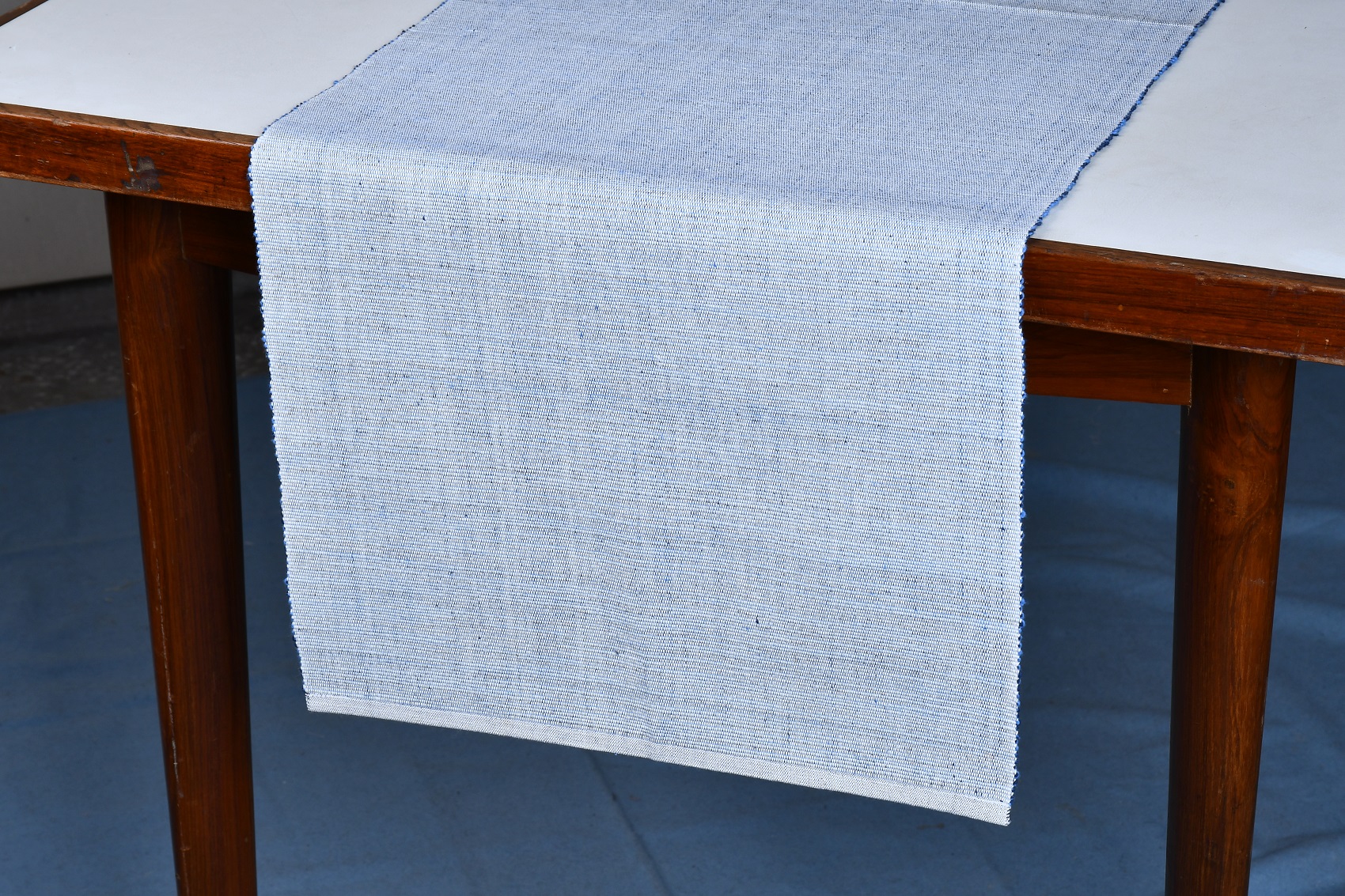 Table Runner – Slate Blue Ribbed Cotton