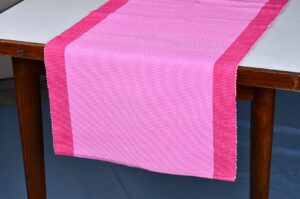 Table Runner – Raspberry Pink with Pink Border Ribbed Cotton